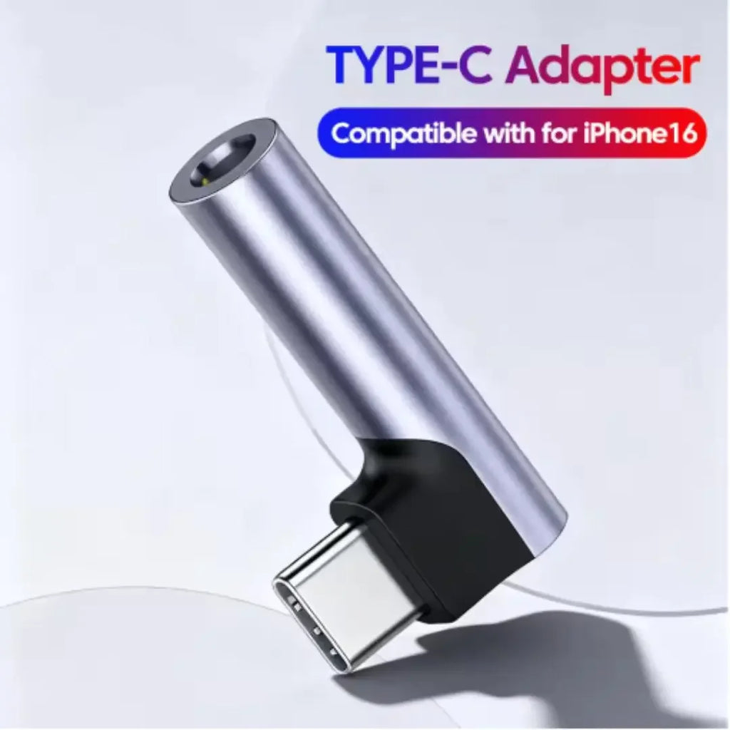 90 Degree Right Angle USB C to 3.5mm Audio Jack Adapter, Type-C Male to 3.5mm Female Headphone Aux Converter