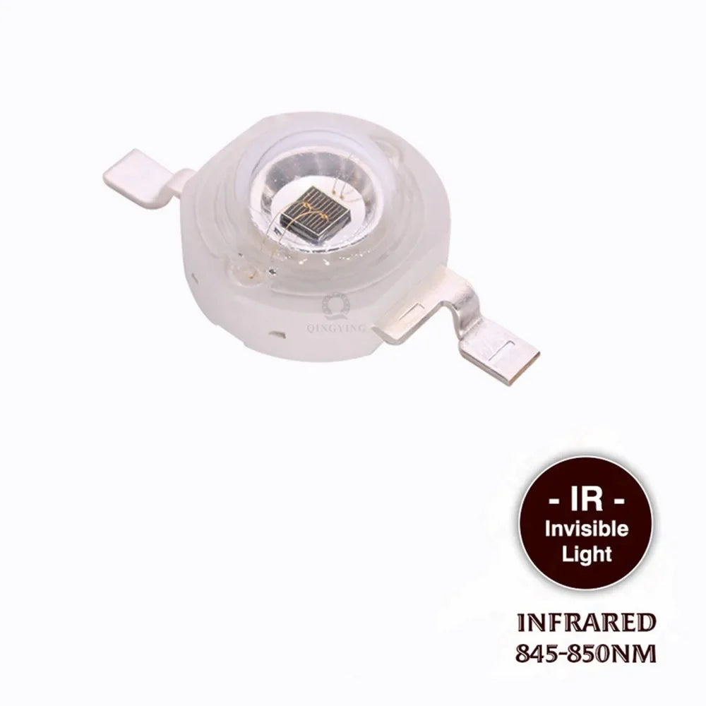 10pcs 3W Infrared 680nm 740nm 760nm 800nm 850nm 880nm 900nm 940nm 980nm 1000nm IR LED Chip For CCTV Camera Night Vision Lighting