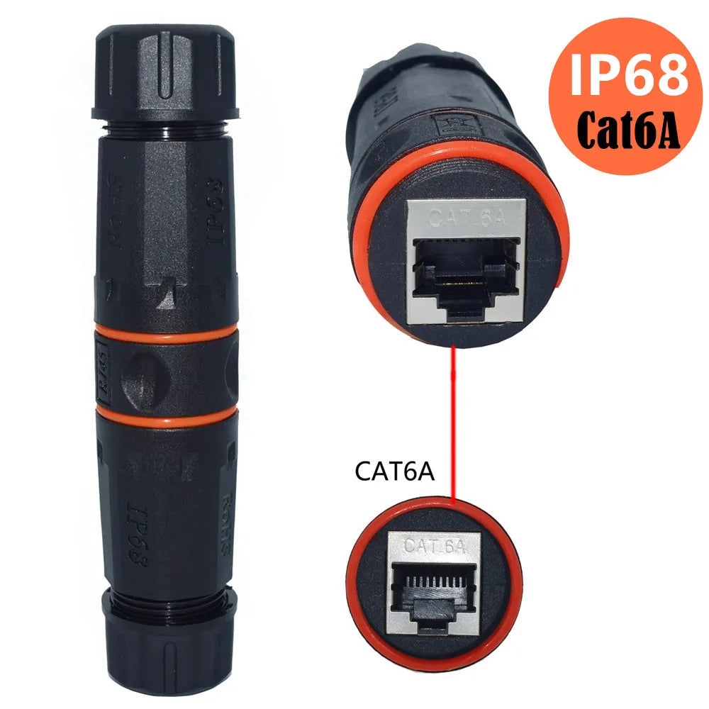 Ethernet LAN CAT6A Shielded IP68 M23 RJ45 Waterproof Connector RJ 45 Female Network Cable Extension Adapter