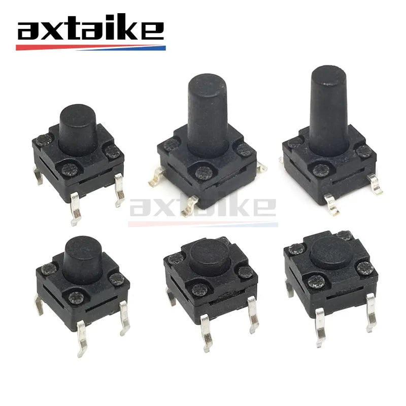 50Pcs 6×6mm Waterproof Type Tact Switch DIP SMD 4Pin 6*6*4.3/5/6/7/8/9/10/11/12/13mm Mini Micro Momentary Tactile Push Button