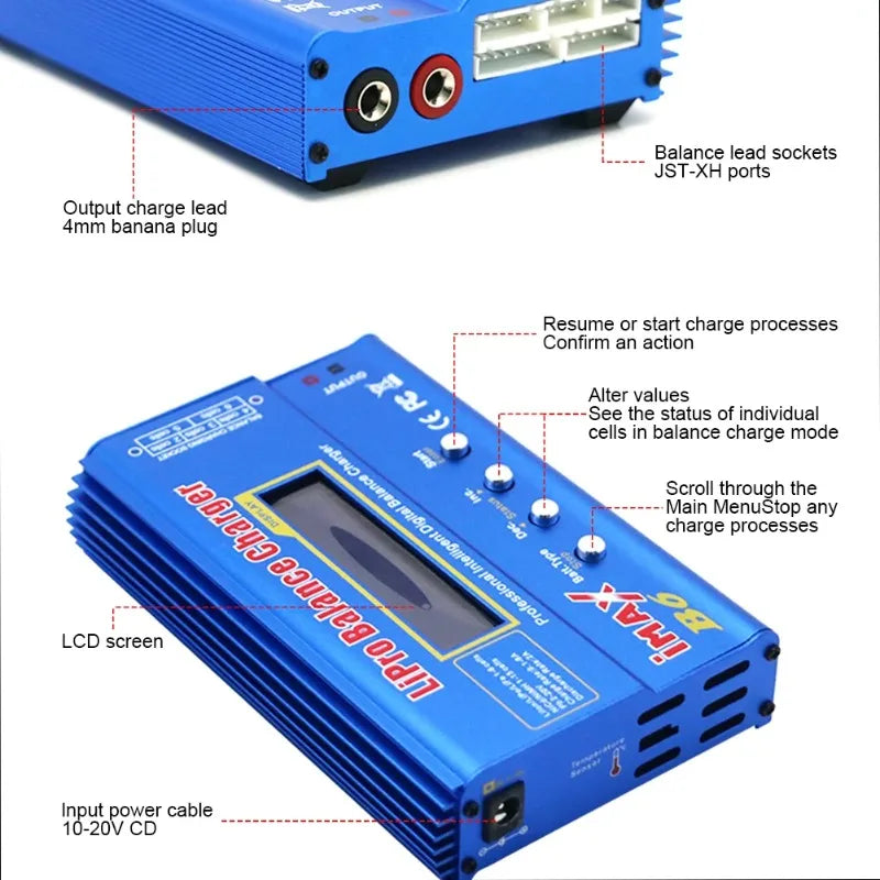 Digital Imax B6 80W Lipo Battery Balance Charger with T /XT60 /Tamiya /Mini Tamiya for 2S 3S 4S 5S 6S RC Lipo Car Boat Toy