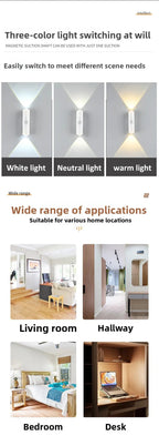 LED Night Light with Motion Sensor RGB Gradient Ambient Light Dimmable Magnetic Stair Lamp for Entryway Bedside Desk Wardrobe