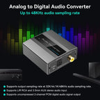 MZX Analog to Digital Audio Converter RCA to Optical with Cable 3.5mm AUX Jack Decoder Toslink and Coaxial Adapter for Soundbar