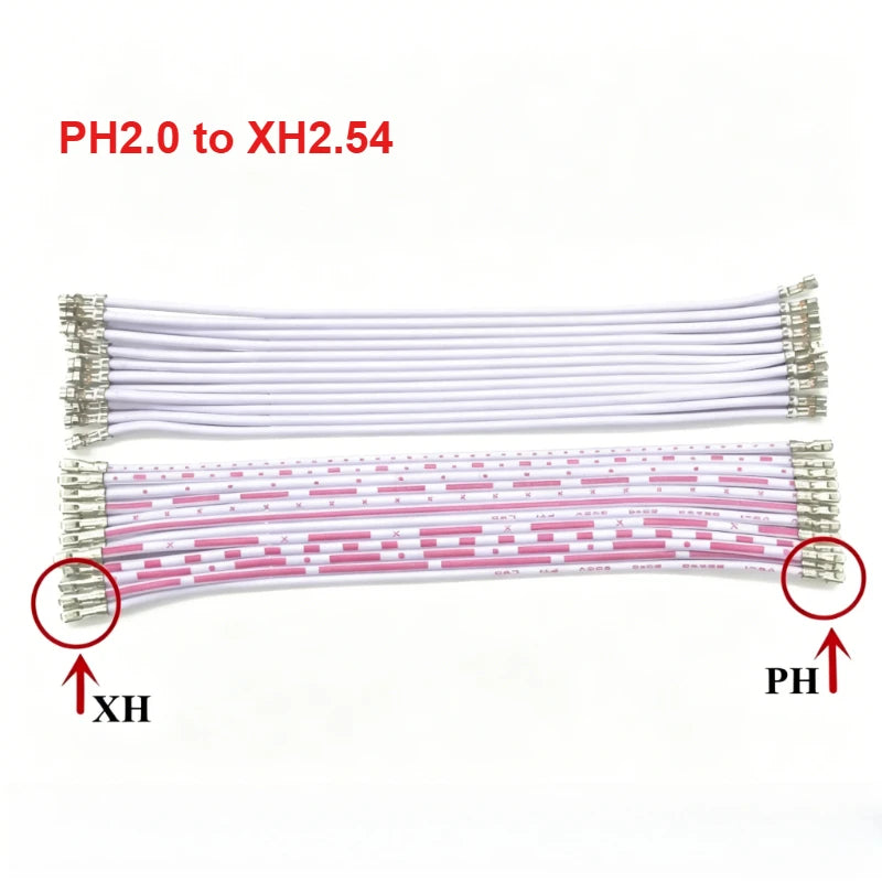 10pcs PH2.0/XH2.54/PH2.0 to XH2.54 12P Flat Convert Adapter Cable 10/20/30cm Without Shell Plug Wire with Terminal Pre-crimped