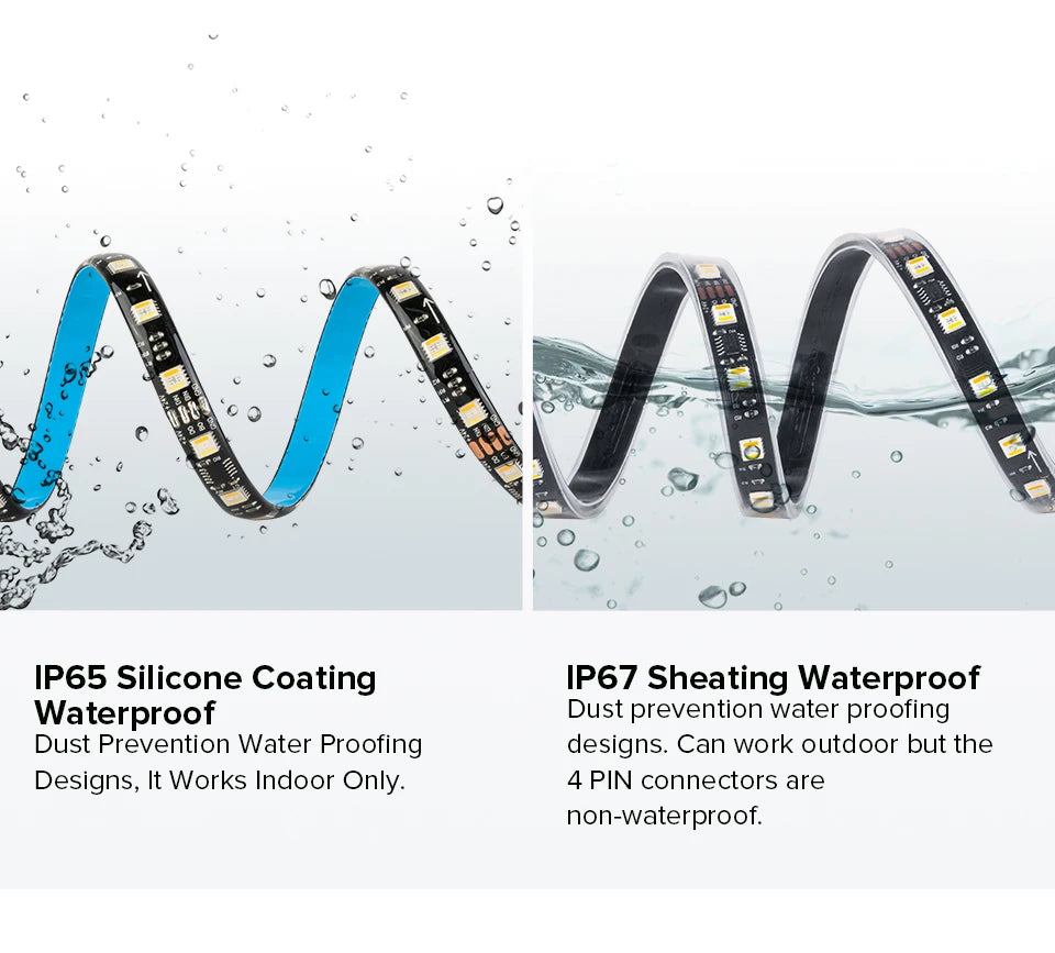 WS2805 Pixels LED Strip Light RGBCCT 5 in 1 Addressable LED Lights Dual Signal RGB WW CW 3000K-6500K DC12V 24V 1 IC to 3/6/7 LED