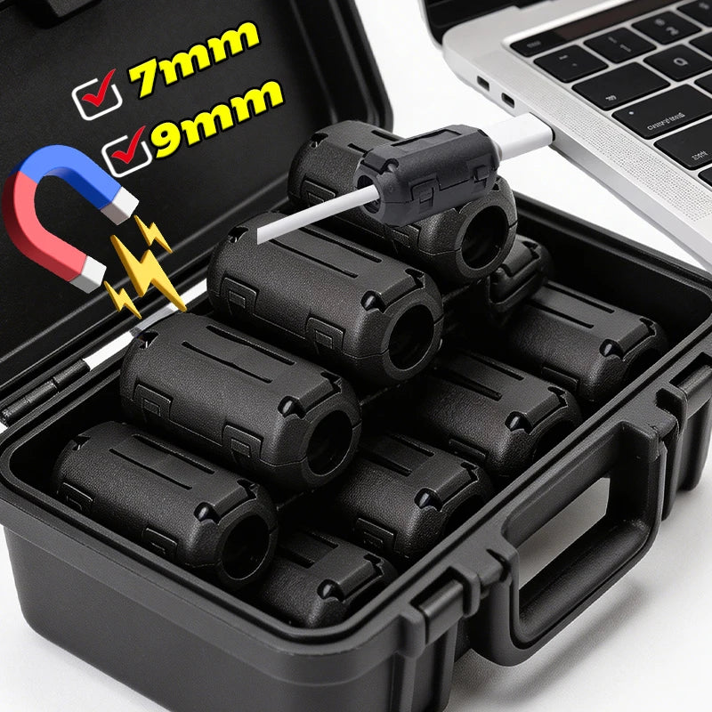 Noise Filter Magnetic Clip Ferrite Core Noise Suppressor Filter Ring Cable Clamp for Powerline Power Cord Wire Interference Clip