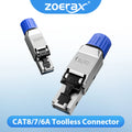 ZoeRax 1PCS RJ45 CAT8 CAT7 CAT6A Toolless Ethernet Cable Connector Shielded Network Cable Plug for 22~26AWG STP Lan Cable