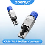 ZoeRax 1PCS RJ45 CAT8 CAT7 CAT6A Toolless Ethernet Cable Connector Shielded Network Cable Plug for 22~26AWG STP Lan Cable