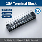 1Pc Dual Row Screw Terminal Block TB1503-TB1520 15A Fixed Wiring Strip Wire Connector