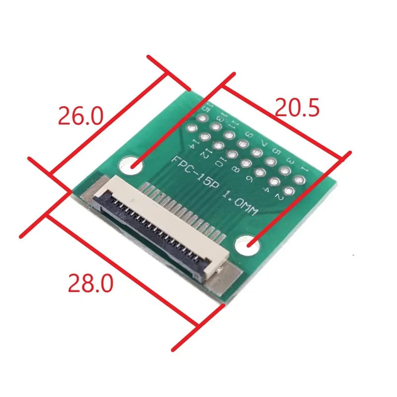 20 pcs FPC FFC 15 PIN 1.0 mm pitch Connector SMT Adapter to 2.54 mm Space 1.00 inch pitch through hole DIP PCB adapter solder