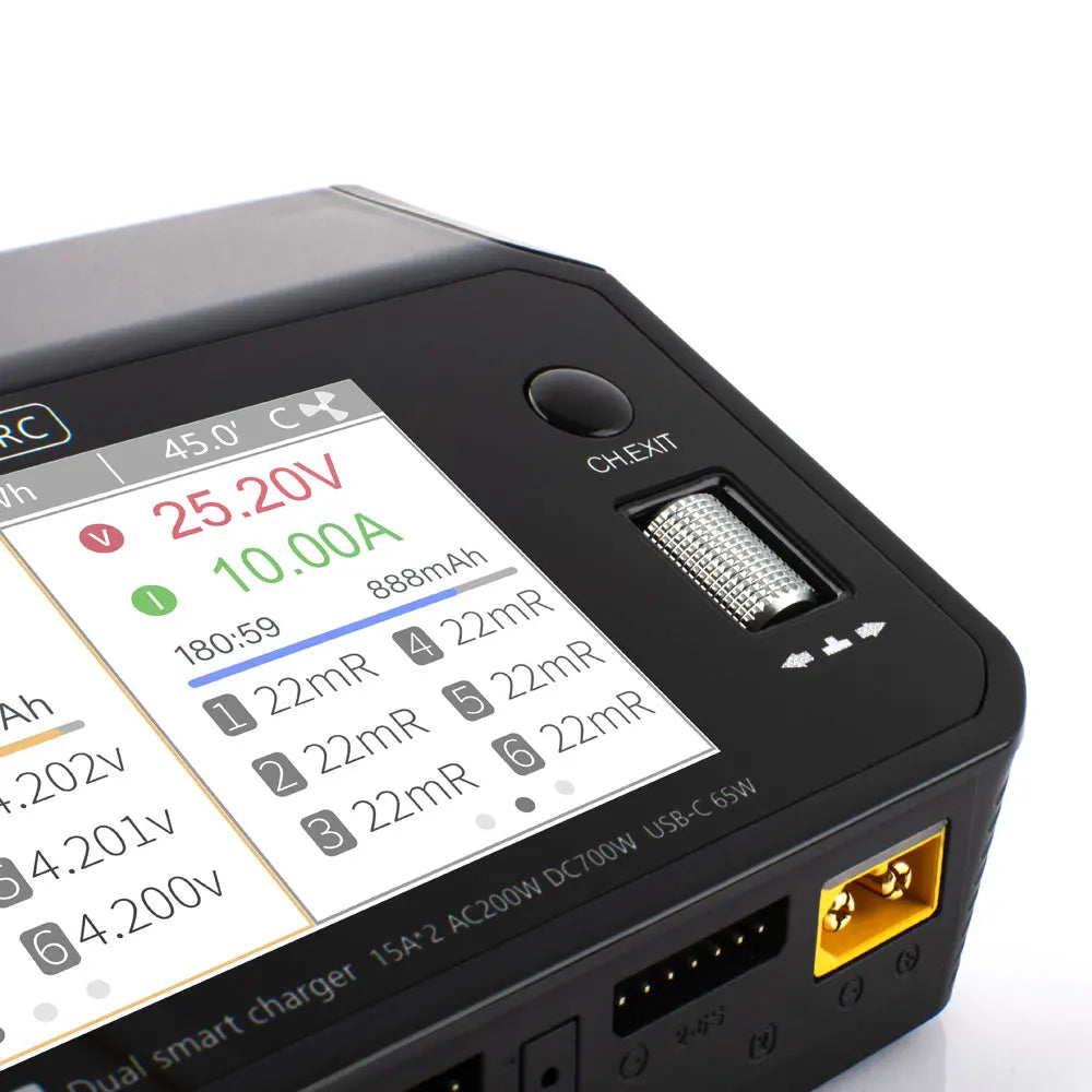ToolkitRC M6DAC Dual Channel Smart Lipo Battery Charger Discharger AC 200W DC 350WX2 15A for 1-6S LiHV PD 65W