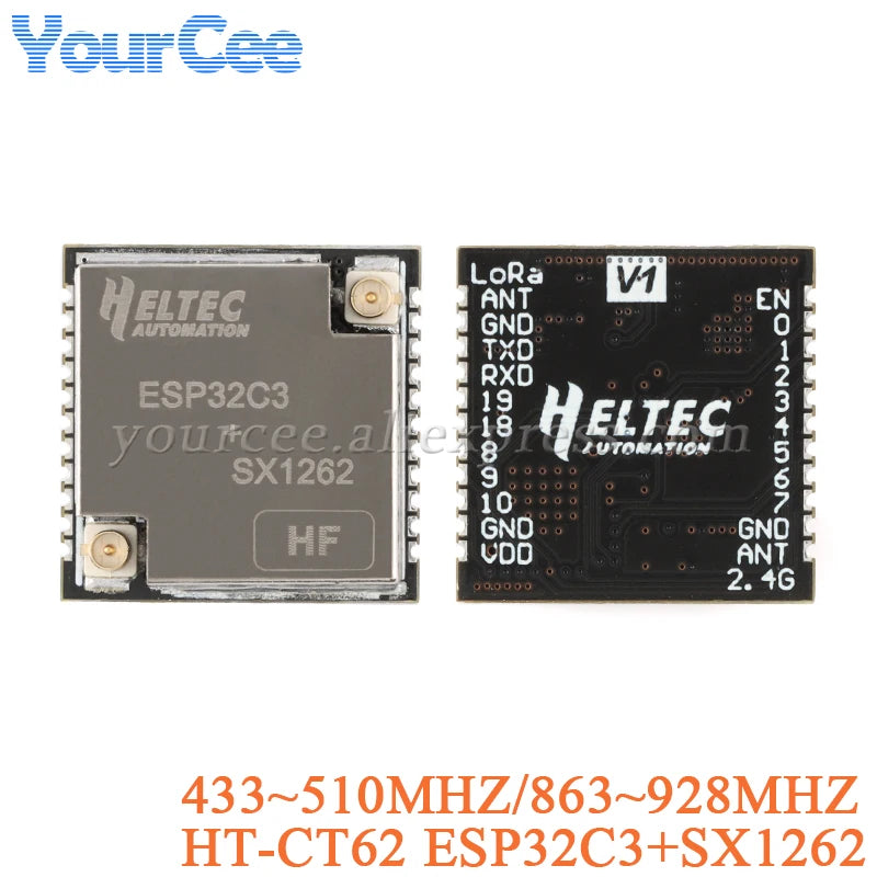 5PCS/1PC HT-CT62 ESP32C3 SX1262 Bluetooth-compatible BLE LoRa LoRaWAN Node WiFi Wireless Module 433-510MHz 863-928MHz Antenna