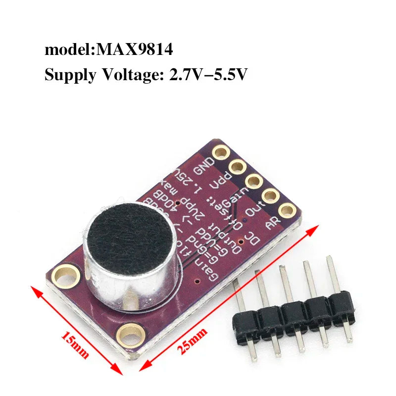 MAX98357 MAX4466 MAX9814 Electret Microphone Amplifier Stable MAX9814 Audio Amplifier Module Support ESP32 Raspberry Pi