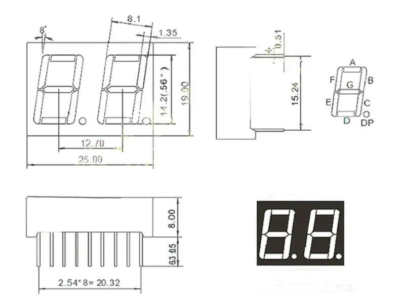 2pcs 0.56inch LED display 7 Segment 1 Bit/2 Bit/3 Bit/4 Bit Digit Tube Red Common Cathode / Anode Digital 0.56 inch led 7segment