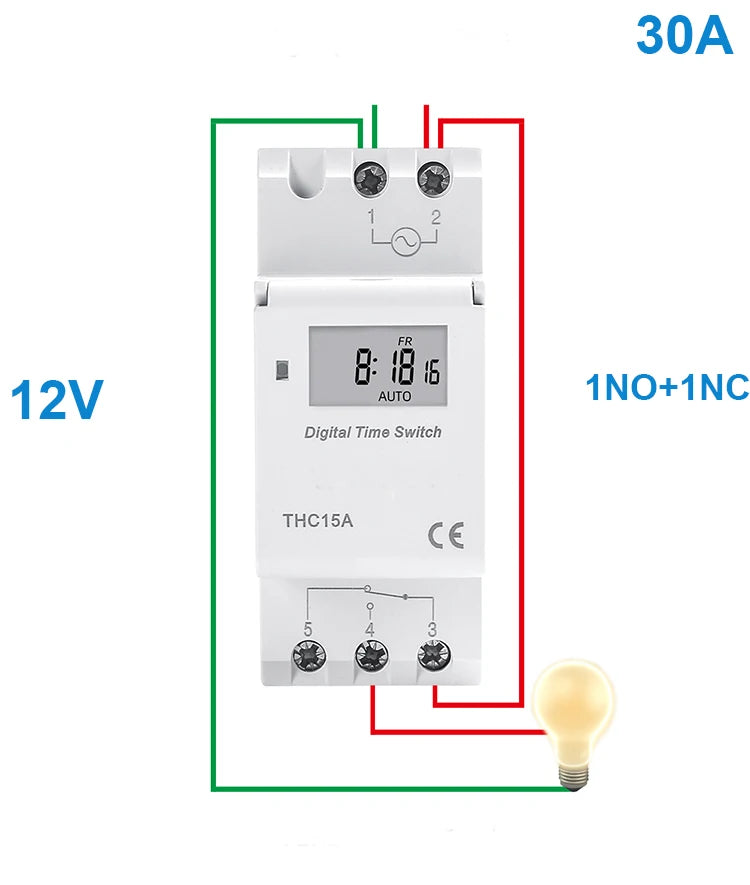 Electronic Weekly 7 Days Programmable Digital TIME Relay Timer Switch Control AC 220V 230V 12V 24V 30A Din Rail AHC30A  THC30A