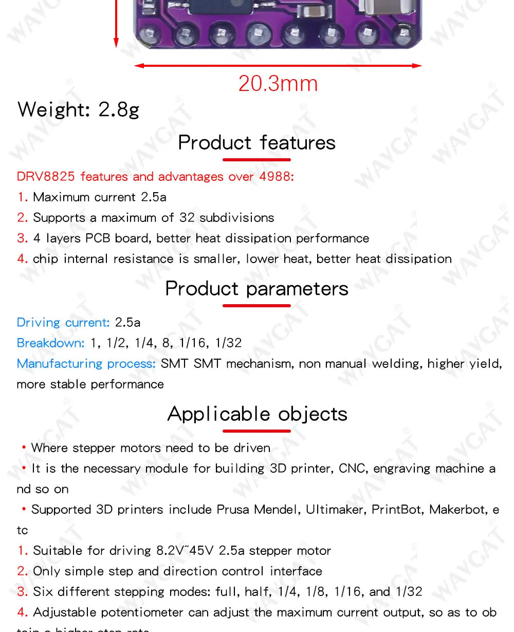 3D Printer Parts StepStick DRV8825 A4988 Stepper Motor Driver With Heat sink Carrier Reprap MKS GEN V1.4 board