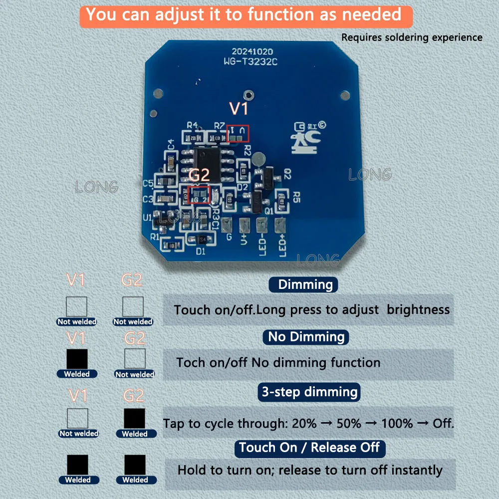 Drill-Free & Partitioned Touch Sensor - Multi-Function Wood Penetration Switch, DC5-24V for Wardrobe Cabinet Wooden Furniture,