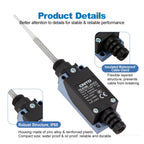 CNTD TZ-8166 Plunger Limit Switch SPDT 250VAC 6A with Coil Spring Rod IP65 Waterproof Industrial Micro Switch CE Certified