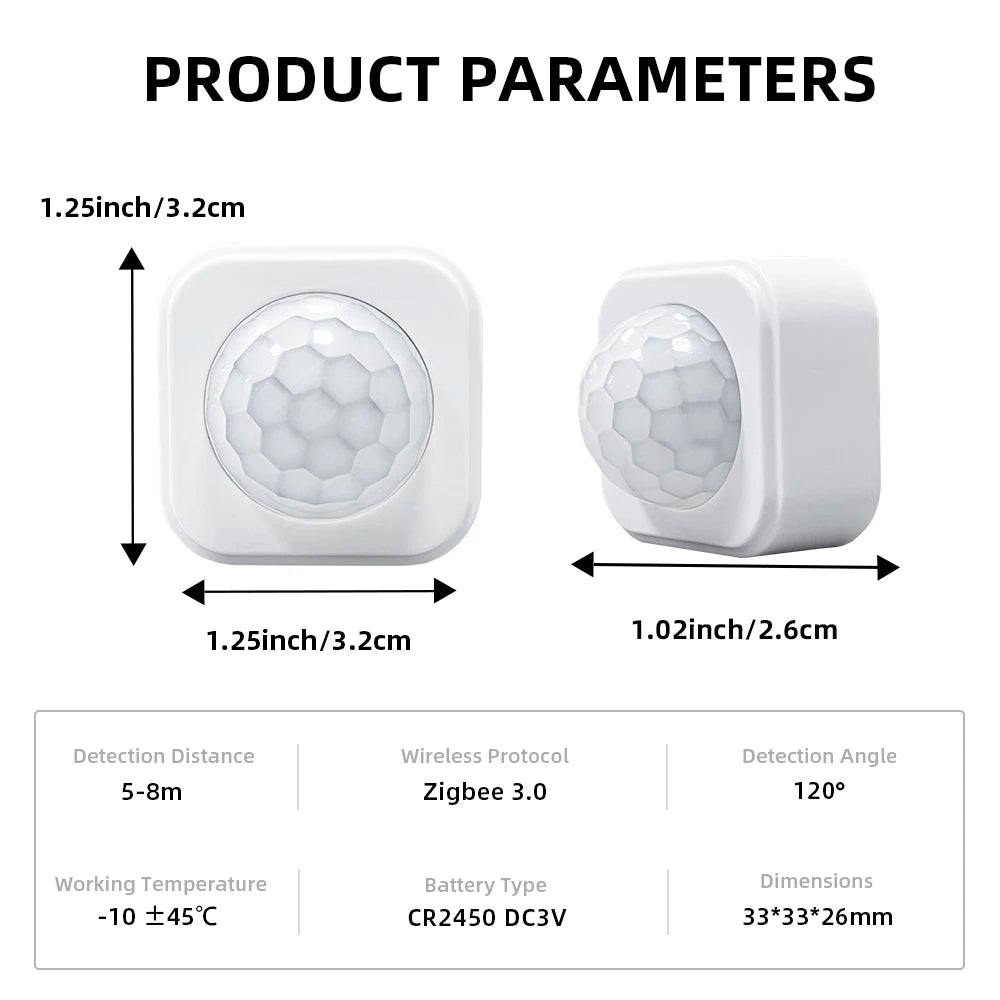 1- 10PCS Tuya Zigbee PIR Motion Sensor Detector Security Smart Life Tuya Zigbee Movement PIR Detector Needs Zigbee Gateway/Hub