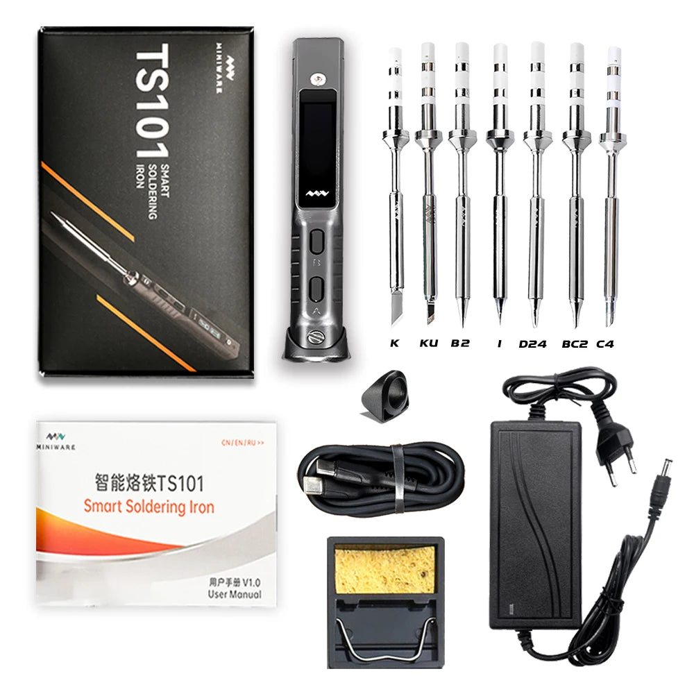 Original TS101 Electric Soldering Iron Adjustable Temperature Digital USB Mini Solder Station 90W TS100 TS 101 Upgrade With Tips