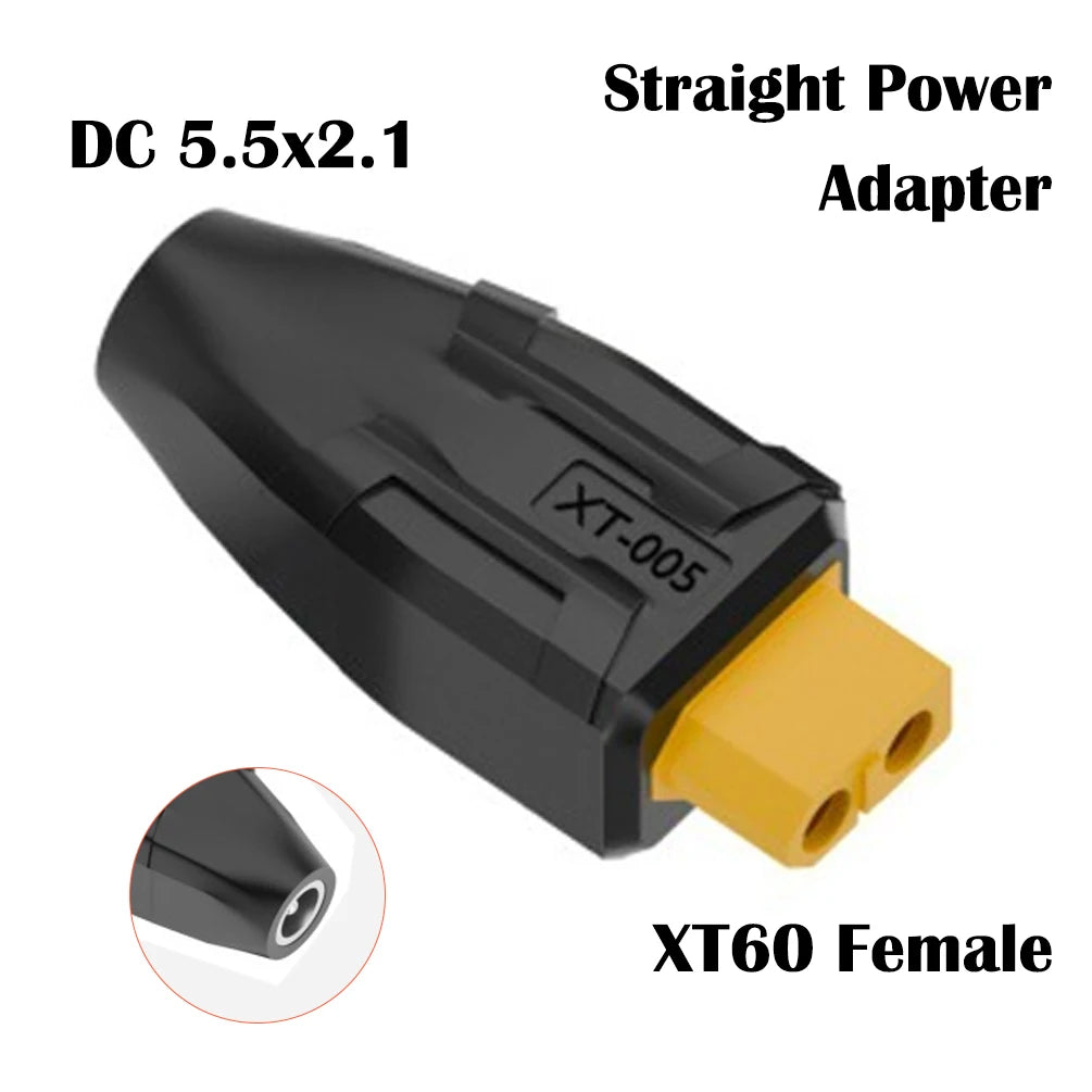 1PCS XT60 Female‑Female XT60 to DC5.5x2.1 Female Straight Coupler Adapter Bidirectional Power Convert Connector for RC Model