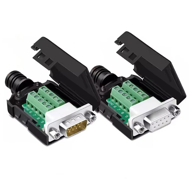1/3/5PCS DB9 RS232 Connector D-SUB 9 Pin Male Female Plug RS485 Breakout Terminals 21-24 AWG Wire Solderless Connectors
