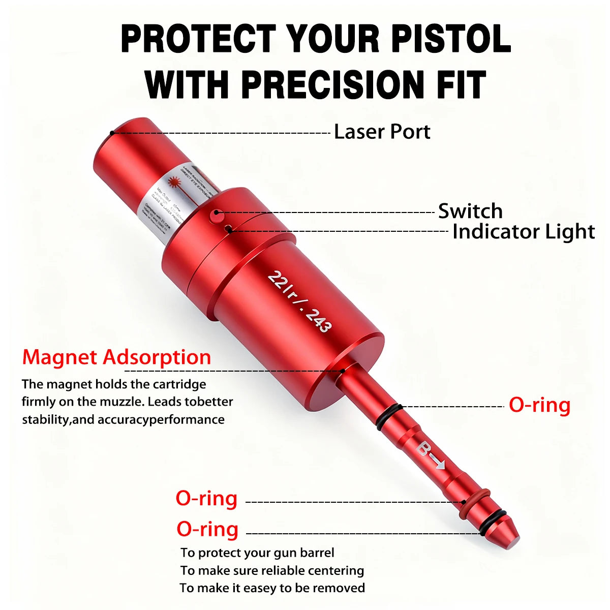 9mm 38SPL 22LR 12GA CAL177 7mm 6.5mm Training Bullet Bore Sight Voice Controlled Laser Dual-purpose for Training and Calibration