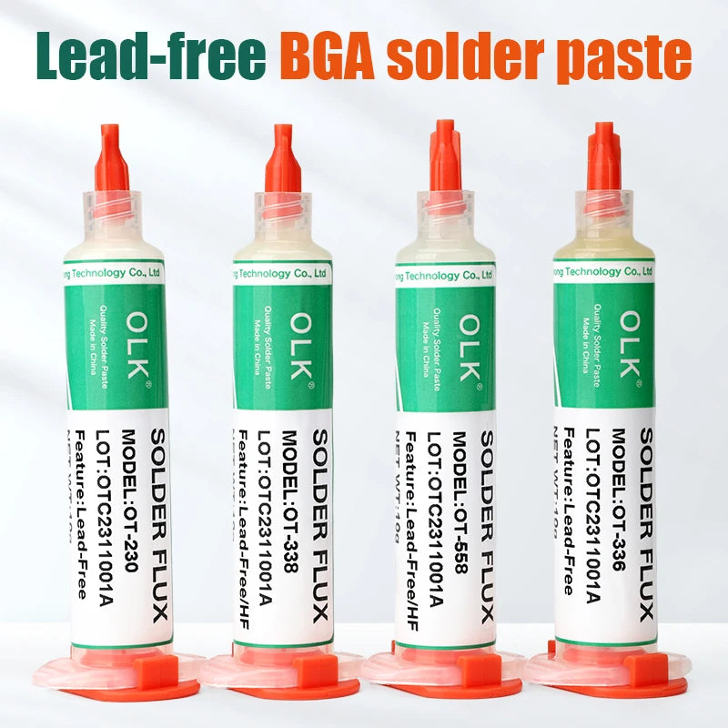 OLK Lead-Free Halogen-Free BGA Flux SMD PCB Repair Soldering No-Clean Ball Planting Rosin Solder Oil Solder Paste 10cc