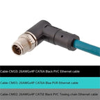 Factory M12 8 Pins X Code Molded Plug Male Female Straight  Angled to Open Ethernet Cable CAT5E 6A PVC PUR Data Type Connectors
