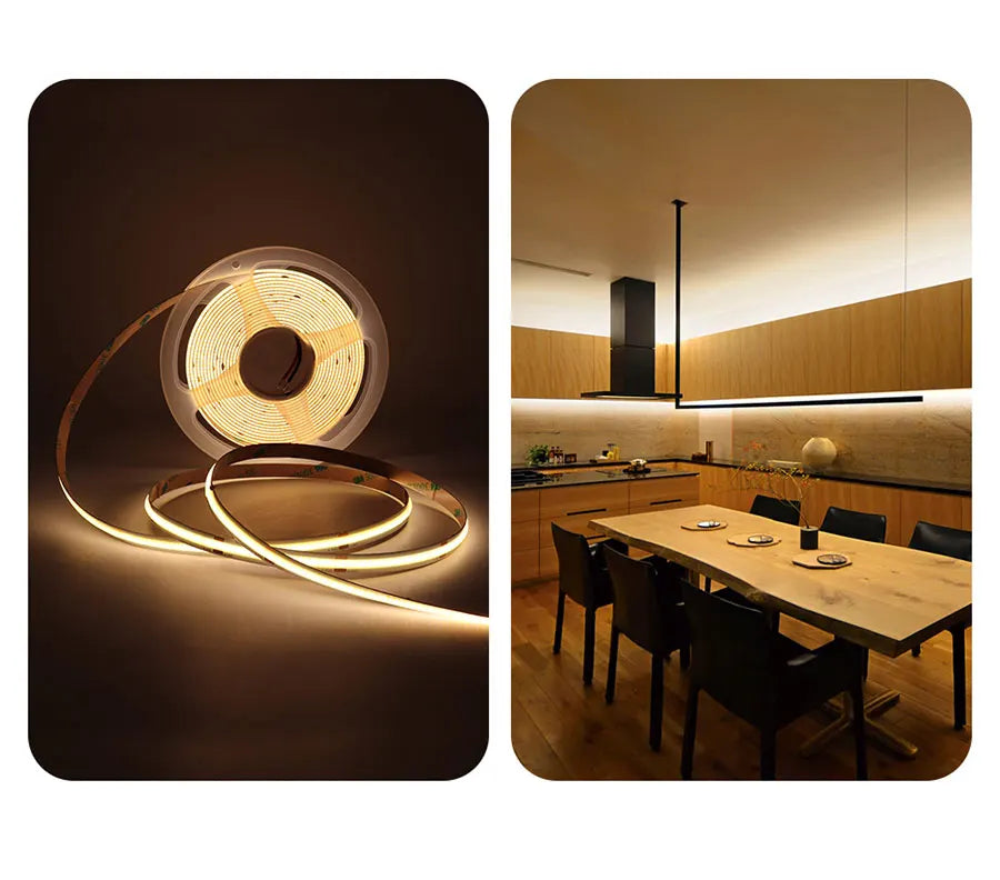 COB LED Strip Light 12V 24V 3mm 5mm 8mm 10mm PCB LED Strip Ice Blue/Green/Red/Yellow/2700K/3000K/4000K/6000K COB LED Tape Decor