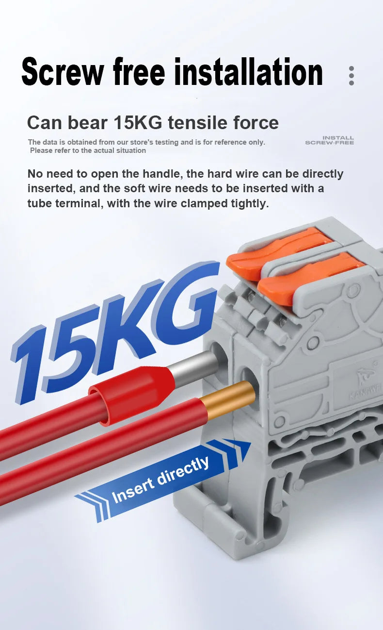 Wire Connectors Rail Type Electrical Quick Terminal Block Direct Insertion Instead Of UK ST PT Docking For Parallel Connection