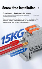 Wire Connectors Rail Type Electrical Quick Terminal Block Direct Insertion Instead Of UK ST PT Docking For Parallel Connection