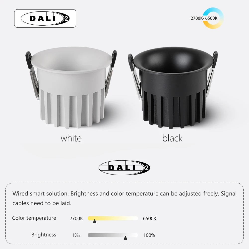 Tuya Bluetooth/ Zigbee/ DALI/ Matter Smart Recessed LED Ceiling Spot Light AC220V/110V Dimmabe Ceiling Lamp for Bedroom Kitchen