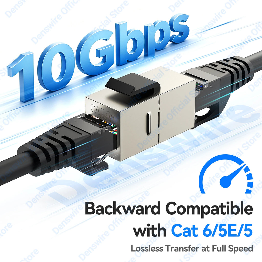 Denswire Keystone Jack RJ45 Inline Coupler Shielded for CAT6/CAT6A/CAT7 RJ45 Female to Female Insert Coupler Ethernet Adapter