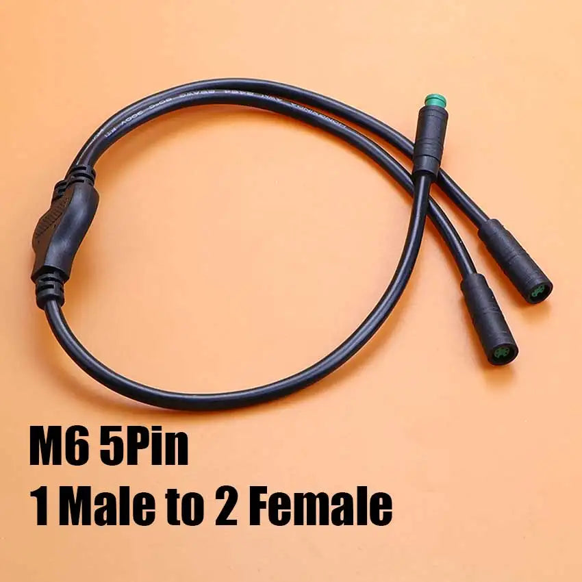 40cm M6 M8 1 Male To 2 Female Splitter Connector 2/3/4/5/6 Pin Waterproof Electric Butt Cable Plug Cord For E-Bike Signal Sensor