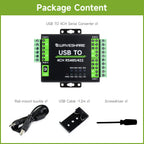 Waveshare Industrial Isolated USB To RS485/422 Converter, Original FT4232HL Chip, Supports USB To 2-Ch RS485 + 2-Ch RS485/422