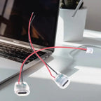 5/10Pcs Transparent 2Pin Waterproof USB-C Female Charging Socket With LED Light Type-C Power Input Connector