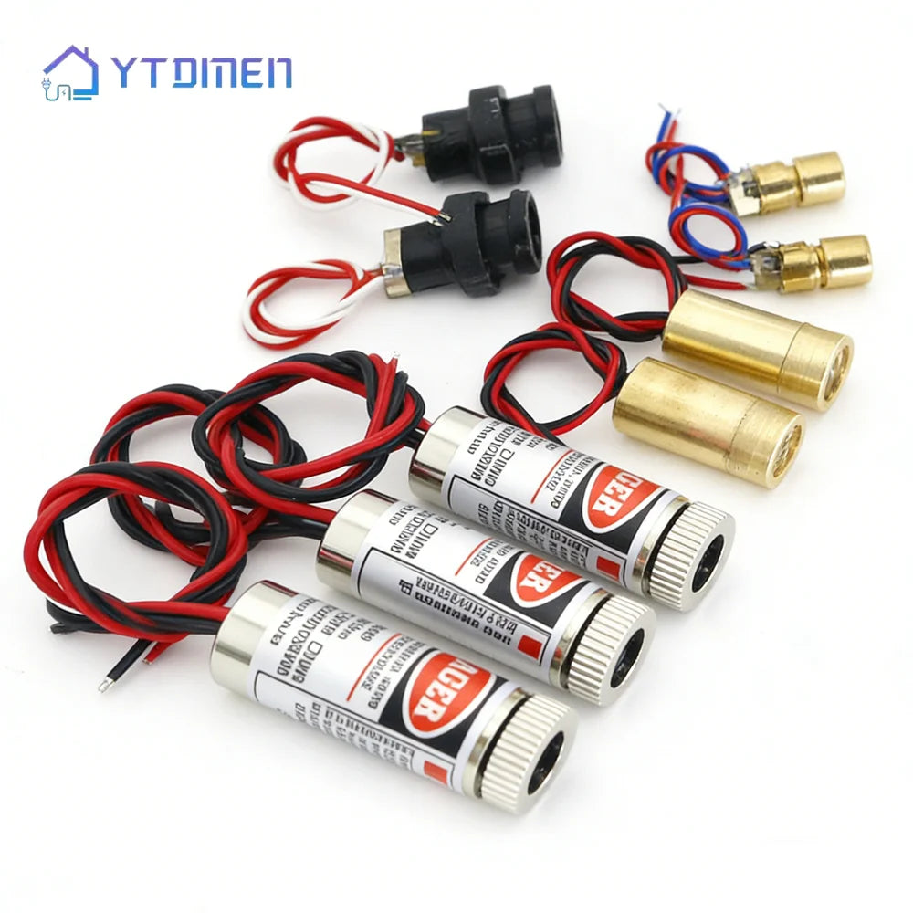 650nm 5mW Red Laser Module Dot/Line/Cross Laser Module Head  Focus Glass Lens, Industrial Grade for DIY