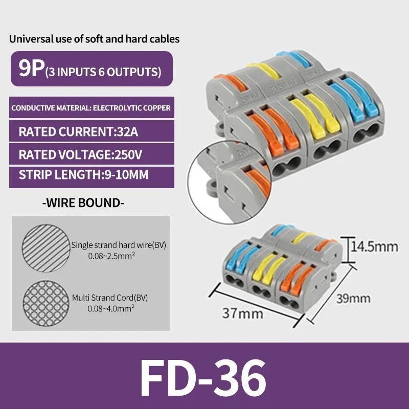 10/100Pcs Lever Wire Connectors, Compact Splicing Wire Connector, 2 3 5 Way Electrical Connectors, for Quick Connect 28-12 AWG