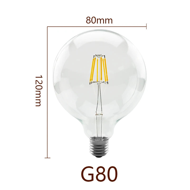 1-4pcs G80 G95 G120 LED Bulb E27 2W 4W 6W 8W AC 220V Energy Saving Global Light Lampada Ampoule Lamp Retro Edison Filament Bulbs