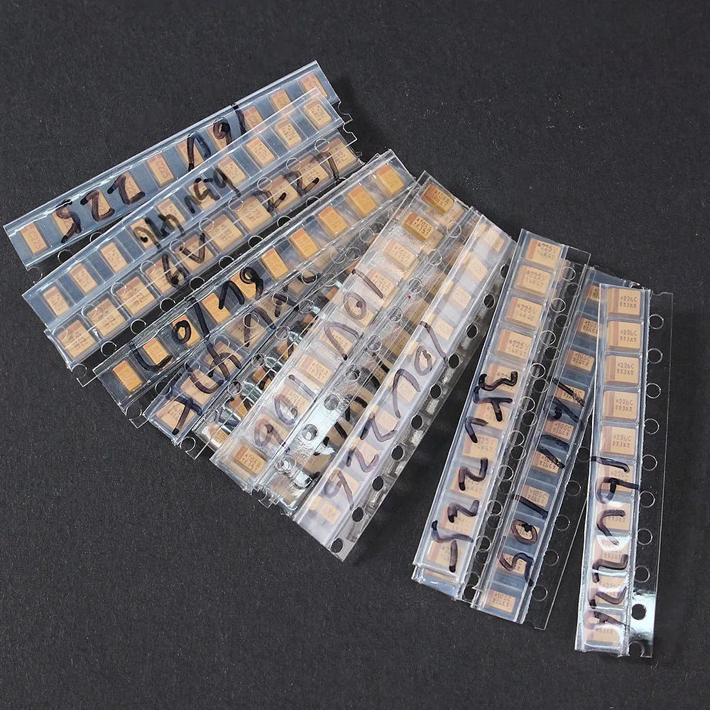 150PCS SMD A/B Case Tantalum Capacitor Assortment Kit 1uf-220uf 1UF 2.2UF 4.7UF 10UF 47UF Electronic Capacitor Set