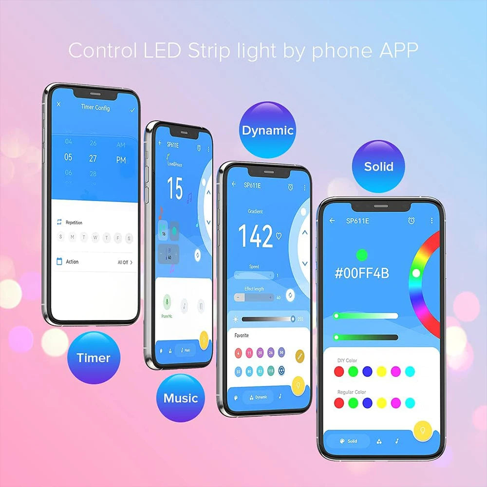 Wholesale SP611E DC5V-24V WS2812B WS2811 Bluetooth Music LED Strip Controller IR38 Keys Remote APP For Addressable LED Lighting