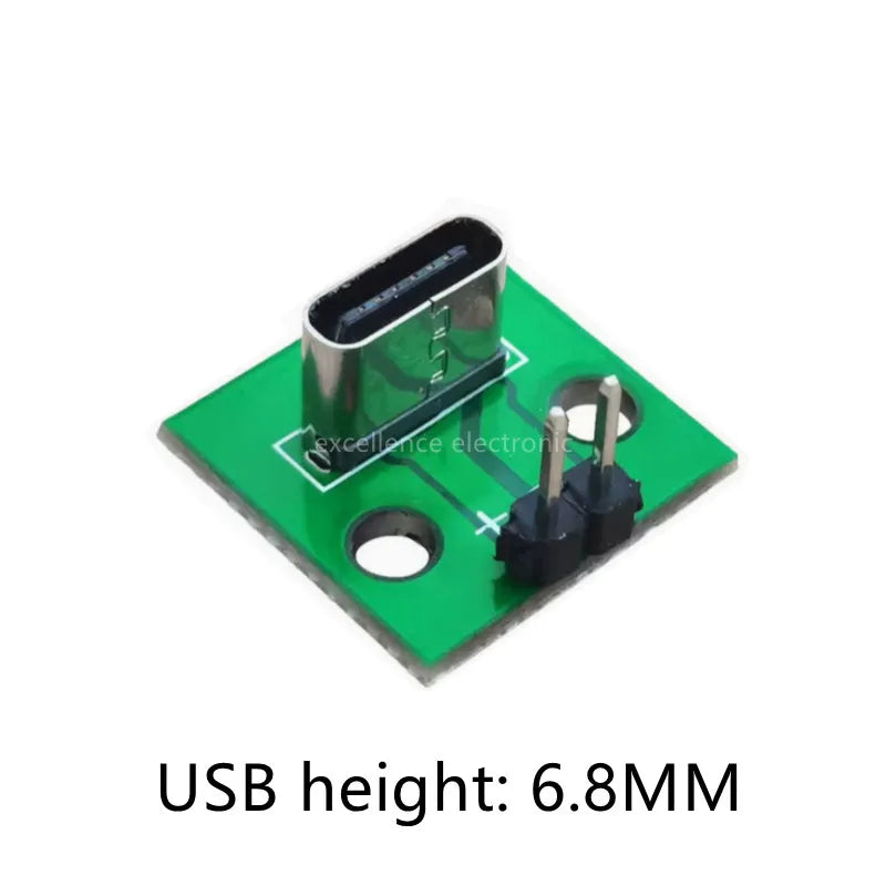 5/10PCS Data Charging Cable Jack Test Board with Pin Header 90 Degree Vertical Type C Female Male Connector Test PCB Board