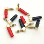 4/8pcs 4mm L-shaped Right Angle Banana Plugs -Soft Plastic Shell 90° Connectors (Red & Black) for Audio, Video & Speaker Systems