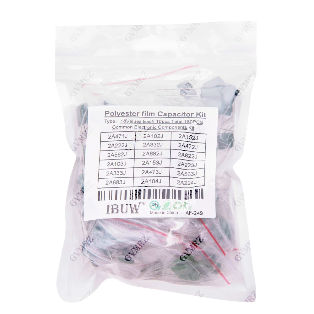50PCS 2A333J 2A224J 2A683J 2A334J Polyester Film Capacitor Assorted Values J Tolerance for Electronics 2A333J DIY 2A152J
