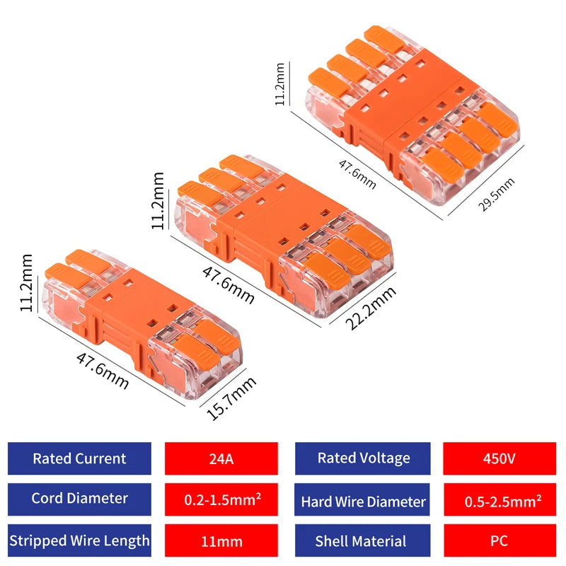 5Pcs Quick Lever Splicing Wire Connectors 2/3/4 Pins CMK642  Compact Plugable Male Female Terminals Universal Blocks
