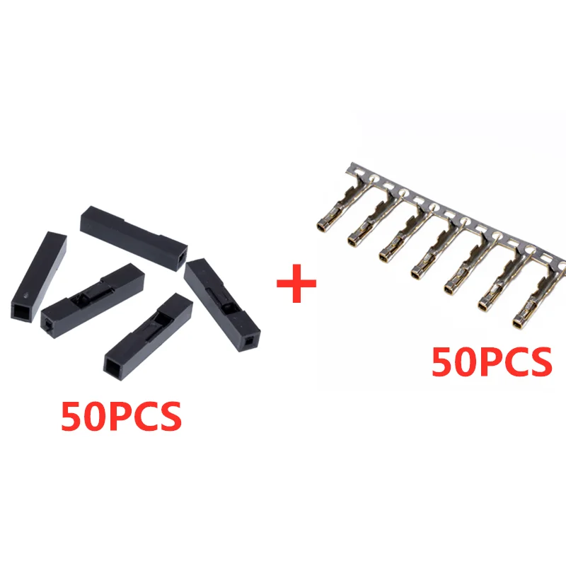 10/50Sets 2.54mm Single Row Dupont Connector 1-10Pin Plastic Housing Plug With Female Crimp Terminals