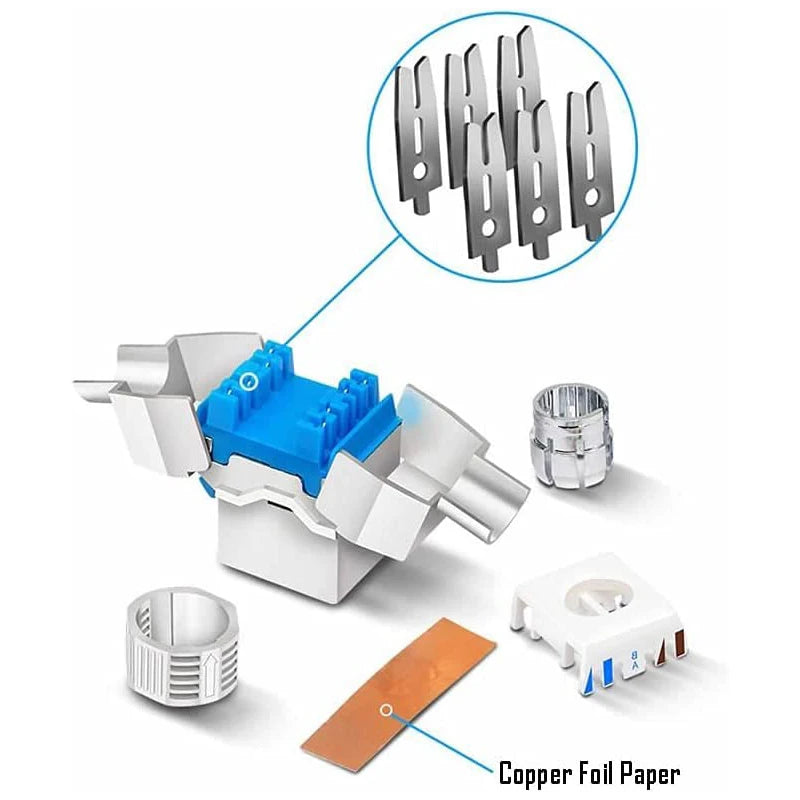 Hoolnx CAT8 CAT7 CAT6A CAT6 Tool less RJ45 Keystone Jack, Metal Zinc Alloy Self-locking Tool Free STP Shielded Module Coupler