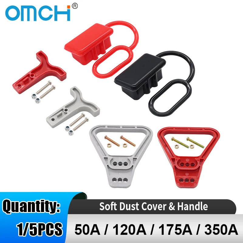OMCH 50A 120A 175A 350A Double Pole with Copper Contact Power Connectors Accessories Handle Soft Rubber Dust Cover