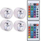 Submersible LED Lights Waterproof Underwater RGB with Remote Control Colour-Changing Light, Battery-Operated Flameless Lamps
